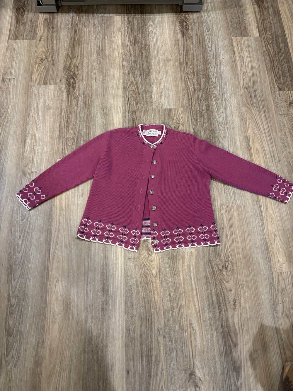 Vintage Amiana Raspberry Pink Knit Button-Front Jacket Wool Blend. Made in USA